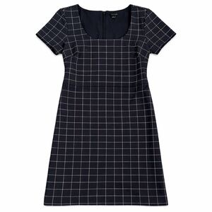 Ann Taylor Black Windowpane Sheath Dress Size 4 Workwear